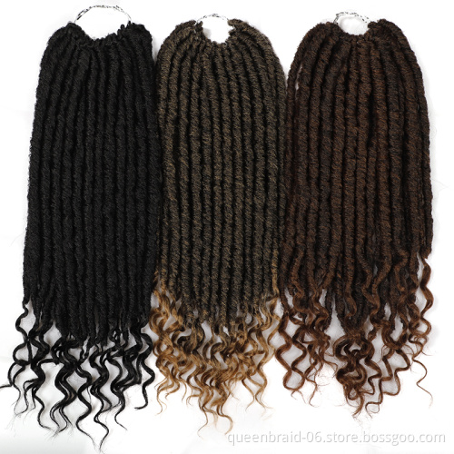 Natural Soft Crochet Braids Synthetic Braiding Hair Extension Faux Locs Crochet Twist Hair With Curly Ends Straight Goddess Locs